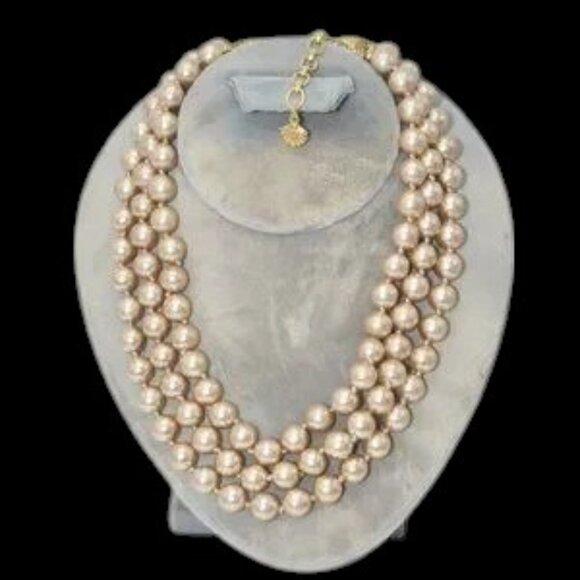 Vintage Richelleu Triple Strand Faux Pearl Necklace & Earring Set - Picture 2 of 8